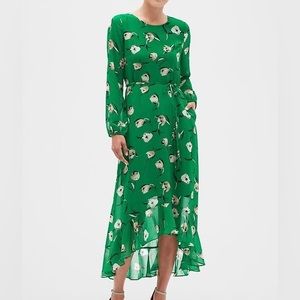 Green high low floral dress
